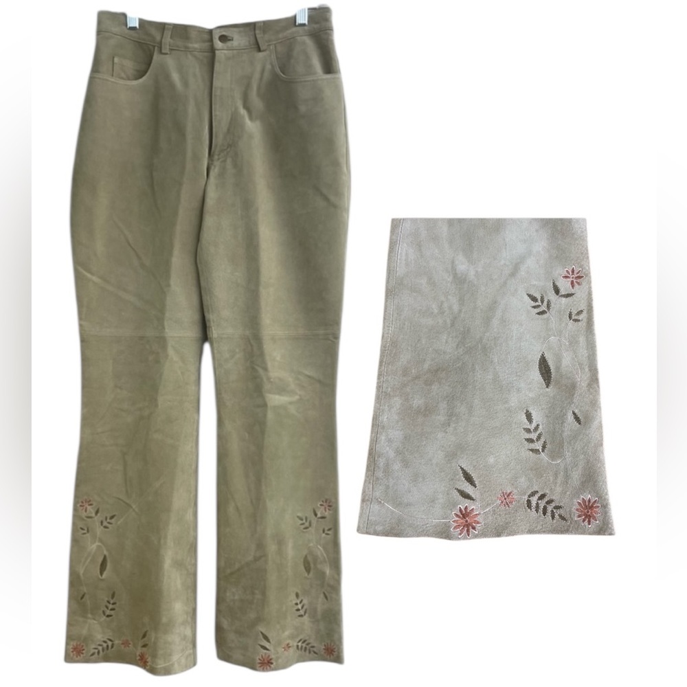 Margaret Godfrey vintage leather pants with embroidery 8